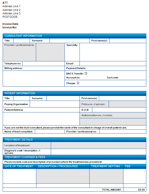 Invoice template for paying organisations - please see download version below